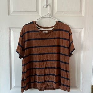Casual Brown Striped Tee Shirt